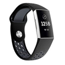 Two-color Round Hole Silicone Watch Band for Fitbit Charge 3, Watch Band Size:130-195mm(Grey)