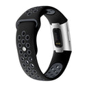 Two-color Round Hole Silicone Watch Band for Fitbit Charge 3, Watch Band Size:130-195mm(Grey)