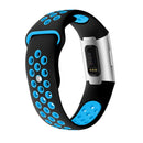 Two-color Round Hole Silicone Watch Band for Fitbit Charge 3, Watch Band Size:130-195mm(Blue)