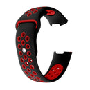 Two-color Round Hole Silicone Watch Band for Fitbit Charge 3, Watch Band Size:130-195mm(Red)
