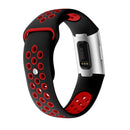 Two-color Round Hole Silicone Watch Band for Fitbit Charge 3, Watch Band Size:130-195mm(Red)