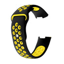 Two-color Round Hole Silicone Watch Band for Fitbit Charge 3, Watch Band Size:130-195mm(Yellow)