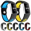 Two-color Round Hole Silicone Watch Band for Fitbit Charge 3, Watch Band Size:130-195mm(Blue)