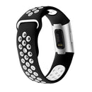 Two-color Round Hole Silicone Watch Band for Fitbit Charge 3, Watch Band Size:145-210mm(White)