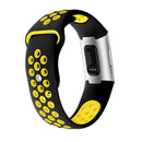 Two-color Round Hole Silicone Watch Band for Fitbit Charge 3, Watch Band Size:145-210mm(Yellow)