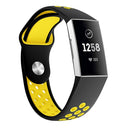 Two-color Round Hole Silicone Watch Band for Fitbit Charge 3, Watch Band Size:145-210mm(Yellow)