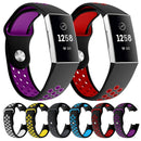 Two-color Round Hole Silicone Watch Band for Fitbit Charge 3, Watch Band Size:145-210mm(Red)