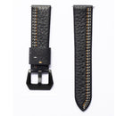 Three Lines Pattern Top-grain Leather Watch Band for Samsung Gear S3 22mm(Black)