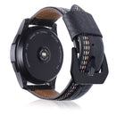 Three Lines Pattern Top-grain Leather Watch Band for Samsung Gear S3 22mm(Black)