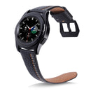 Three Lines Pattern Top-grain Leather Watch Band for Samsung Gear S3 22mm(Black)