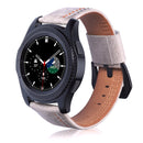 Three Lines Pattern Top-grain Leather Watch Band for Samsung Gear S3 22mm(Khaki)