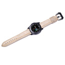 Three Lines Pattern Top-grain Leather Watch Band for Samsung Gear S3 22mm(Khaki)
