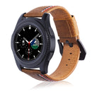 Three Lines Pattern Top-grain Leather Watch Band for Samsung Gear S3 22mm(Brown)