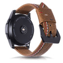 Three Lines Pattern Top-grain Leather Watch Band for Samsung Gear S3 22mm(Brown)
