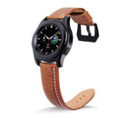 Three Lines Pattern Top-grain Leather Watch Band for Samsung Gear S3 22mm(Brown)