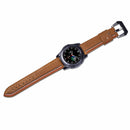 Three Lines Pattern Top-grain Leather Watch Band for Samsung Gear S3 22mm(Brown)