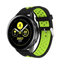 Metal Buckle Two-color Round Hole Silicone Watch Band for Galaxy Watch Active 20mm (Black + Green)