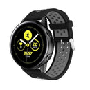 Metal Buckle Two-color Round Hole Silicone Watch Band for Galaxy Watch Active 20mm (Black + Gray)