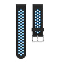 Metal Buckle Two-color Round Hole Silicone Watch Band for Galaxy Watch Active 20mm (Black + Blue)
