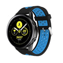 Metal Buckle Two-color Round Hole Silicone Watch Band for Galaxy Watch Active 20mm (Black + Blue)