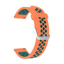 Metal Buckle Two-color Round Hole Silicone Watch Band for Galaxy Watch Active 20mm (Orange + Green)