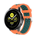 Metal Buckle Two-color Round Hole Silicone Watch Band for Galaxy Watch Active 20mm (Orange + Green)