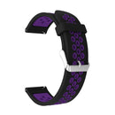Metal Buckle Two-color Round Hole Silicone Watch Band for Galaxy Watch Active 20mm (Black + Purple)