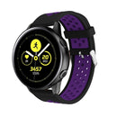 Metal Buckle Two-color Round Hole Silicone Watch Band for Galaxy Watch Active 20mm (Black + Purple)