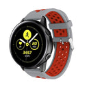 Metal Buckle Two-color Round Hole Silicone Watch Band for Galaxy Watch Active 20mm (Grey + Red)