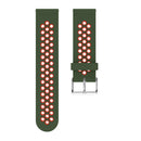 Metal Buckle Two-color Round Hole Silicone Watch Band for Galaxy Watch Active 20mm (Military Green + Red)