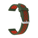 Metal Buckle Two-color Round Hole Silicone Watch Band for Galaxy Watch Active 20mm (Military Green + Red)