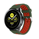 Metal Buckle Two-color Round Hole Silicone Watch Band for Galaxy Watch Active 20mm (Military Green + Red)