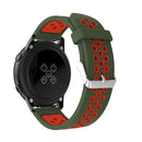 Metal Buckle Two-color Round Hole Silicone Watch Band for Galaxy Watch Active 20mm (Military Green + Red)