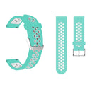 Metal Buckle Two-color Round Hole Silicone Watch Band for Galaxy Watch Active 20mm (Blue + White)