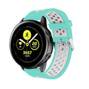 Metal Buckle Two-color Round Hole Silicone Watch Band for Galaxy Watch Active 20mm (Blue + White)