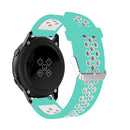 Metal Buckle Two-color Round Hole Silicone Watch Band for Galaxy Watch Active 20mm (Blue + White)