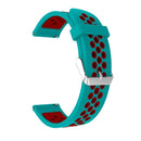 Metal Buckle Two-color Round Hole Silicone Watch Band for Galaxy Watch Active 20mm (Blue + Red)