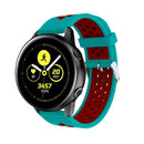 Metal Buckle Two-color Round Hole Silicone Watch Band for Galaxy Watch Active 20mm (Blue + Red)