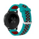 Metal Buckle Two-color Round Hole Silicone Watch Band for Galaxy Watch Active 20mm (Blue + Red)