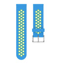 Metal Buckle Two-color Round Hole Silicone Watch Band for Galaxy Watch Active 20mm (Blue + Green)