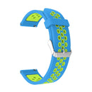 Metal Buckle Two-color Round Hole Silicone Watch Band for Galaxy Watch Active 20mm (Blue + Green)