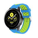 Metal Buckle Two-color Round Hole Silicone Watch Band for Galaxy Watch Active 20mm (Blue + Green)
