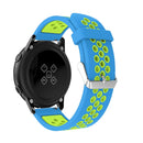 Metal Buckle Two-color Round Hole Silicone Watch Band for Galaxy Watch Active 20mm (Blue + Green)