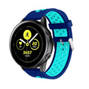 Metal Buckle Two-color Round Hole Silicone Watch Band for Galaxy Watch Active 20mm (Blue + Light Blue)