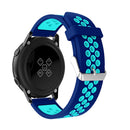 Metal Buckle Two-color Round Hole Silicone Watch Band for Galaxy Watch Active 20mm (Blue + Light Blue)