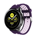 Metal Buckle Two-color Round Hole Silicone Watch Band for Galaxy Watch Active 20mm (Purple + Pink)