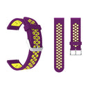 Metal Buckle Two-color Round Hole Silicone Watch Band for Galaxy Watch Active 20mm (Purple + Yellow)