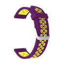 Metal Buckle Two-color Round Hole Silicone Watch Band for Galaxy Watch Active 20mm (Purple + Yellow)