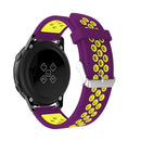 Metal Buckle Two-color Round Hole Silicone Watch Band for Galaxy Watch Active 20mm (Purple + Yellow)