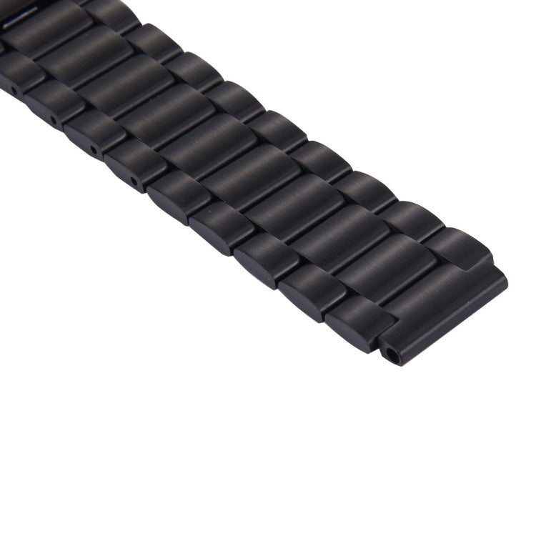 For Huawei Smart Watch Hidden Butterfly Buckle 3 Beads Stainless Steel Watchband(Black)
